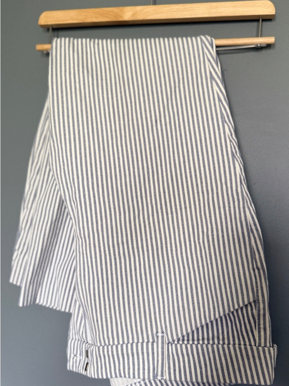 Pixi Navy and White Vertical Stripe Midi Skirt